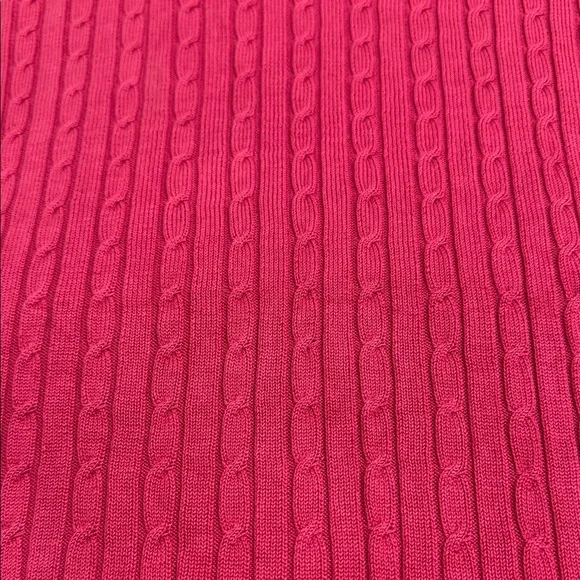 Vintage 100% Silk Cable Knit Mock Neck Lightweight Sweater Pink Size Large - Picture 3 of 6